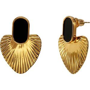 Black/White/Red/Green/Pink/Beige gold earrings for women-24K Gold Plated Heart S